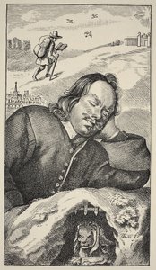 Il sogno di Bunyan, frontespizio di The Pilgrims Progress di John Bunyan (1628-88), 4a edizione, pub. 1680 da English School
