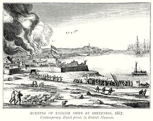 Incendio di navi inglesi e a Sheerness da English School