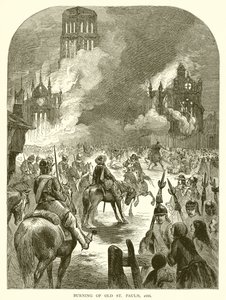 Incendio della vecchia Cattedrale di San Paolo, 1666 da English School