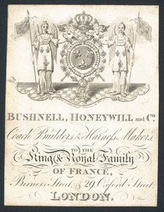Bushnell, Honeywell e Co, costruttori di carrozze e produttori di finimenti, biglietto da visita da English School
