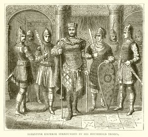 Imperatore bizantino circondato dalle sue truppe domestiche da English School