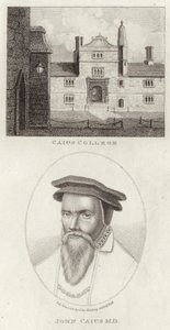 Caius College e un ritratto di John Caius da English School