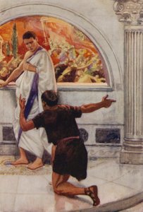 Calmo e senza paura, Plinio va al suo bagno mentre Pompei crolla alla sua rovina da English School
