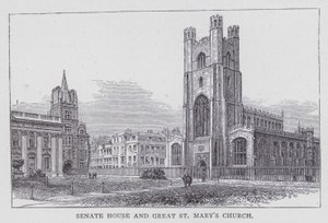 Cambridge, Senate House e Chiesa di Santa Maria Maggiore (incisione) da English School