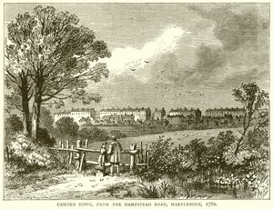 Camden Town, dalla Hampstead Road, Marylebone, 1780