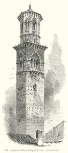 Campanile, Palazzo Scaligeri, Verona (engraving)