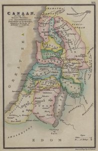 Canaan, che mostra la Situazione Relativa delle Assegnazioni alle Tribù di Israele, adattato ai Libri dei Giudici e di Samuele