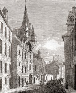 Carcere di Canongate, Edimburgo, Scozia, da Old England: A Pictorial Museum, pub. 1847 da English School