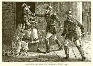 Il capitano Hodson arresta il re di Delhi, 1857 da English School