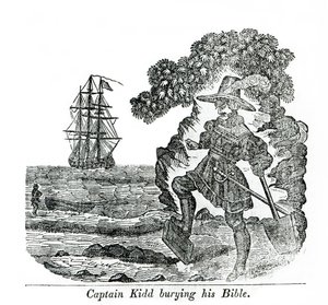 Il capitano Kidd seppellisce la sua Bibbia, illustrazione da 
