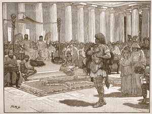 Caractacus davanti a Claudio, illustrazione da Cassells Illustrated History of England da English School