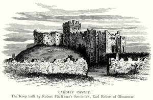 Castello di Cardiff (incisione) da English School