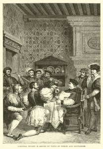 Il cardinale Wolsey è servito a tavola da nobili e gentiluomini da English School
