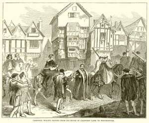 Il cardinale Wolsey passa dalla sua casa in Chancery Lane a Westminster