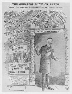 Caricatura di Joseph Chamberlain come Segretario Coloniale, c.1900 da English School