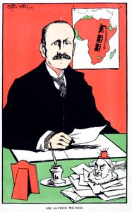Caricatura di Sir Alfred Milner, governatore coloniale britannico della Colonia del Capo allo scoppio della Seconda Guerra Boera da English School