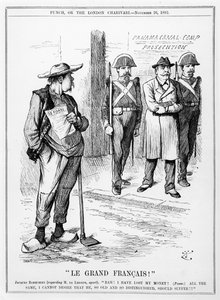 Caricatura del Visconte Ferdinand Marie de Lesseps da Punch magazine, Londra, 26 novembre 1892 da English School
