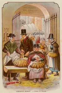 Mercato di Carnarvon, una scena in Galles da English School