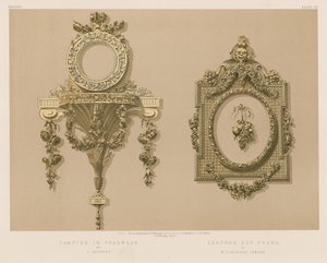 Intaglio in legno di pero; Cornice in pelle intagliata da English School