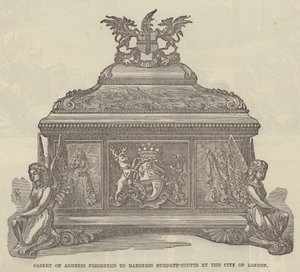 Scrigno di Indirizzo presentato alla Baronessa Burdett-Coutts dalla Città di Londra (incisione) da English School