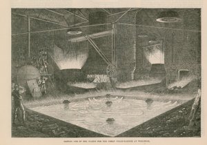 Fusione di una delle piastre per il grande martello a vapore a Woolwich da English School