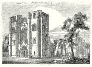 Cattedrale di Elgin (incisione) da English School