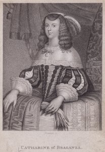 Caterina di Braganza, regina consorte di re Carlo II (incisione) da English School