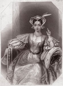 Caterina di Francia (Caterina, figlia di Carlo VI e Isabeau) (Enrico V) (La cronaca della storia di Enrico V) in - "Galleria delle donne di Shakespeare, collezione di quarantacinque ritratti seri dei primi artisti londinesi, arricchita di avvisi critici e  da English School