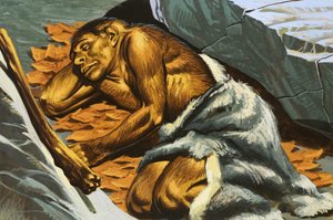 Uomo delle caverne che dorme