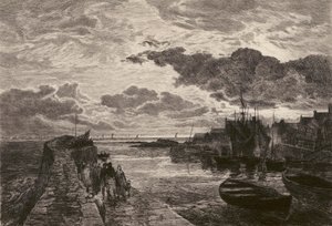 Porto di Cellardyke, inciso da Chauvel, dopo Sam Bough