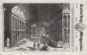 Cimitero, Convento dei Cappuccini, vicino a Palermo, Sicilia, Italia (incisione) da English School