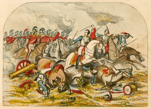 Carica della cavalleria a Waterloo da English School