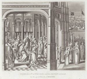 Carlo V di Francia e la sua regina incoronati nella grande chiesa di Reims
