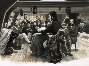 Charles Darwin naviga verso le Isole Galapagos da English School