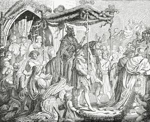 Carlo IV, Sacro Romano Imperatore, in visita a Papa Urbano V ad Avignone nel 1365
