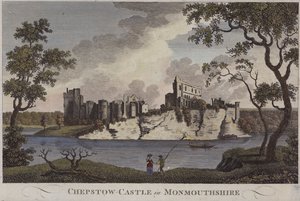 Castello di Chepstow, Monmouthshire (incisione colorata)