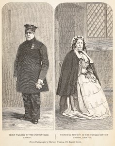 Capo guardiano alla prigione di Pentonville e Matrona principale alla prigione femminile di Brixton, illustrazione da The Criminal Prisons of London and Scenes from Prison Life di Henry Mayhew e John