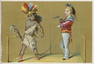Bambino con pistola e bambino nativo da English School
