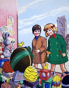 Bambini che ammirano una mostra di Pasqua da English School