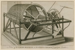 Macchina del carillon nella Chiesa di San Giles, Cripplegate, Londra da English School