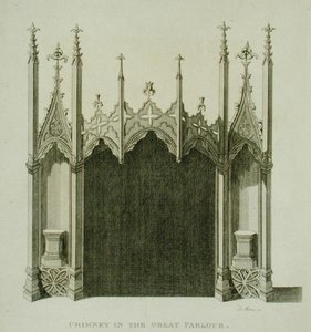 Camino nel grande salone di Strawberry Hill, inciso da T. Morris, da 