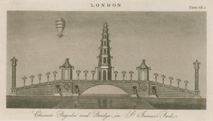 Pagoda cinese e ponte, St Jamess Park, Londra da English School