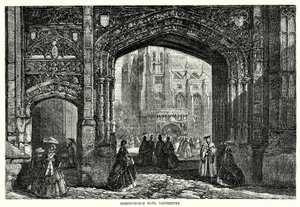 Porta di Christchurch, Canterbury (incisione) da English School
