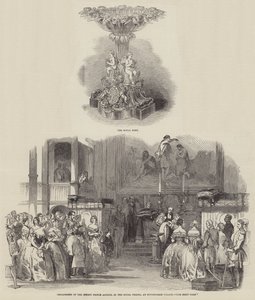 Battesimo del principe infante Arthur, nella cappella reale, a Buckingham Palace (incisione) da English School