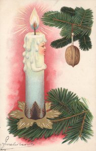 Cartolina di Natale con una candela sull