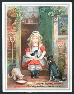 Biglietto di auguri di Natale con bambino e animali domestici da English School
