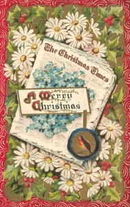Giornale di Natale, biglietto di auguri di Natale, fine XIX o inizio XX secolo (cromolitografia) da English School