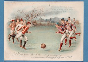 Cartolina di Natale di una partita di calcio, 1892 da English School