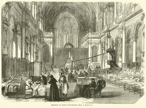 Chiesa a Parigi convertita in ospedale, novembre 1870