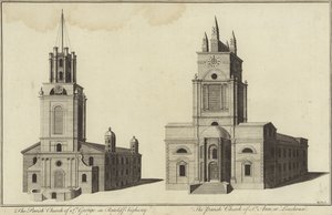 Chiesa di San Giorgio, Ratcliff Highway e Chiesa di San Giovanni, Limehouse, Londra da English School